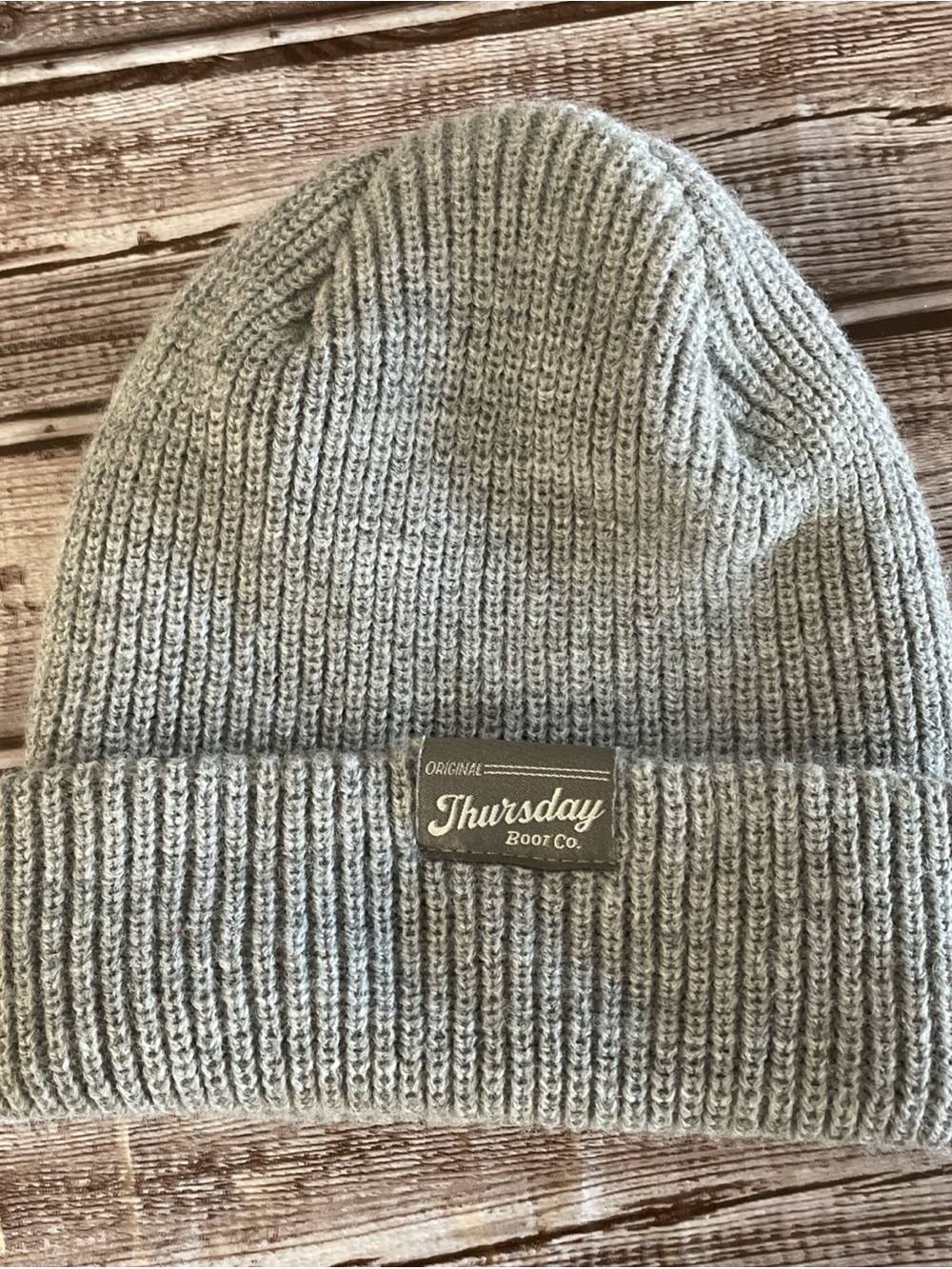 Thursday Boot beanie hat winter rib knit minimal quiet luxury soft gray o/s